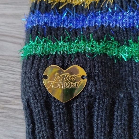 Betsey Johnson Rainbow Stripe Beanie with Pom - Picture 2 of 5